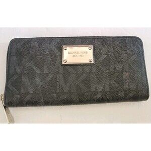 MICHAEL KORS Jet Set Travel Logo Continental Wallet Zip Around All Over Logo